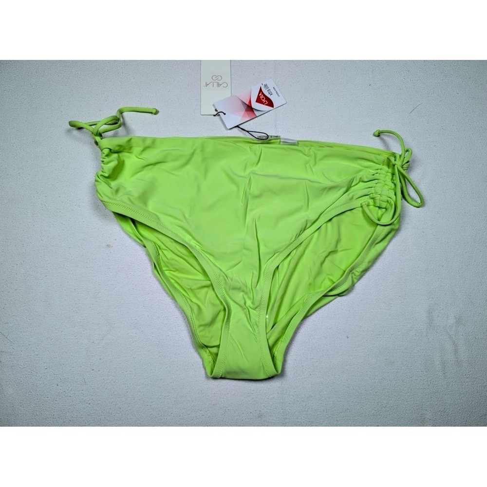 Calia Ruched‎ Bikini Bottom Women's Size XL Adjustable Rise Vacation Neon New